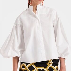 LA DoubleJ Solid White in Crisp Popeline Shirt size M